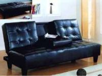 Furniture BEST DEAL-QUALITY SOFA BED CLICK CLACK W/CUP-TRAY! FREE DELI